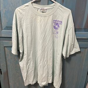 Zara Peanuts T-Shirt in Mint Green with Purple Graphic